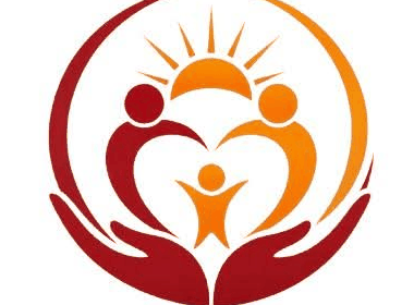 Jagshanti Sharnam Foundation emblem: hands holding a family under the rising sun